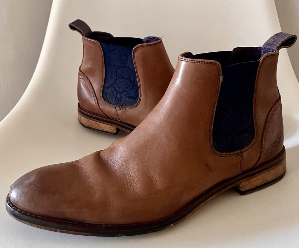 Ted Baker Camroon 4 Chelsea Boots Mens EU 43 US 10 Tan Brown Leather Ankle Boot